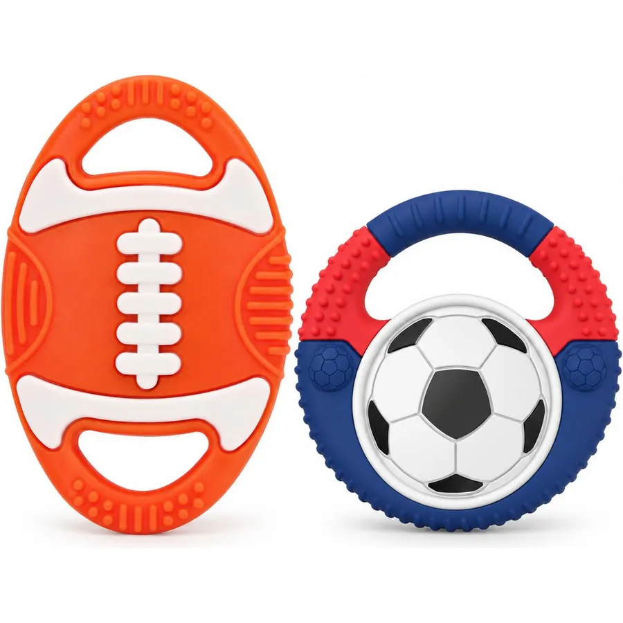1 Football + 1 Soccer Baby Teether