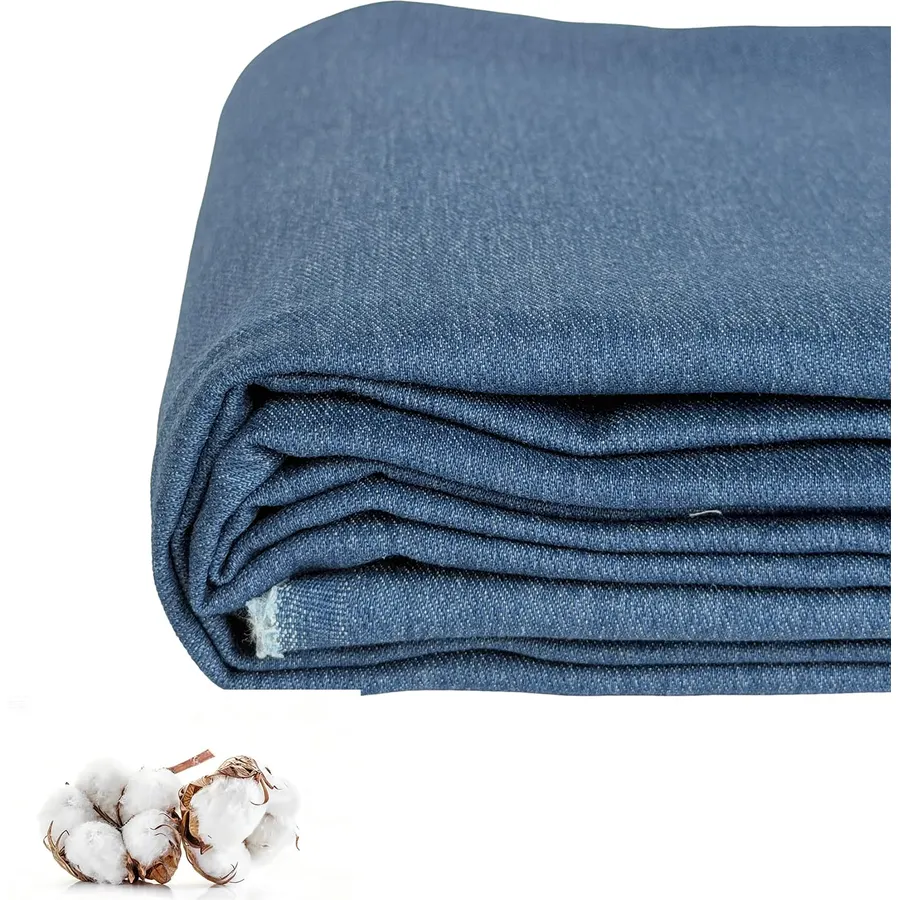 100% Cotton Denim Fabric by The Yard, 6.5oz & 10 oz Comfort Stretch Denim for Apparel, Jeans, Jackets, DIY Sewing (10oz-Blue, 1 Yard)