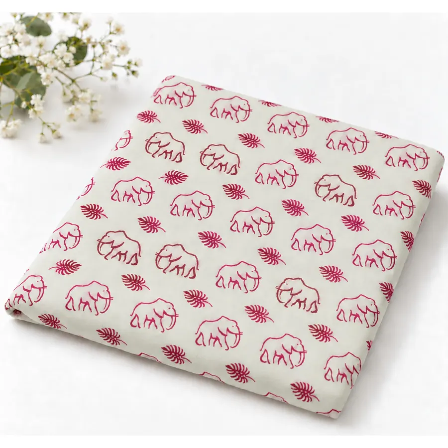 100% Cotton Fabric by the Yard, Hand Block Print Fabric for Sewing