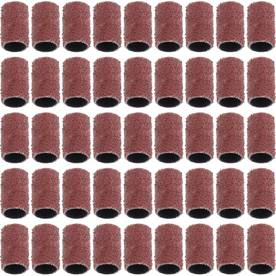 100 Pcs 80 Grit Nail Sanding Bands for Drill Bits, Brown