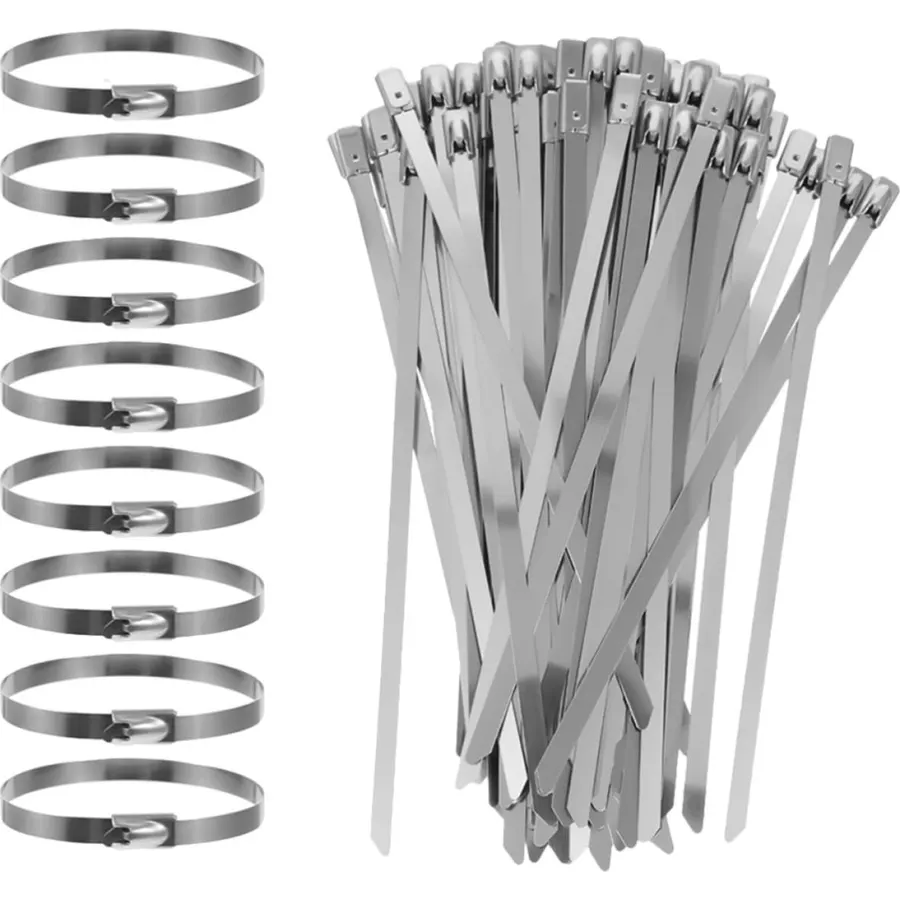 100pcs Stainless Steel Zip Ties, Self Locking Metal Cable Straps