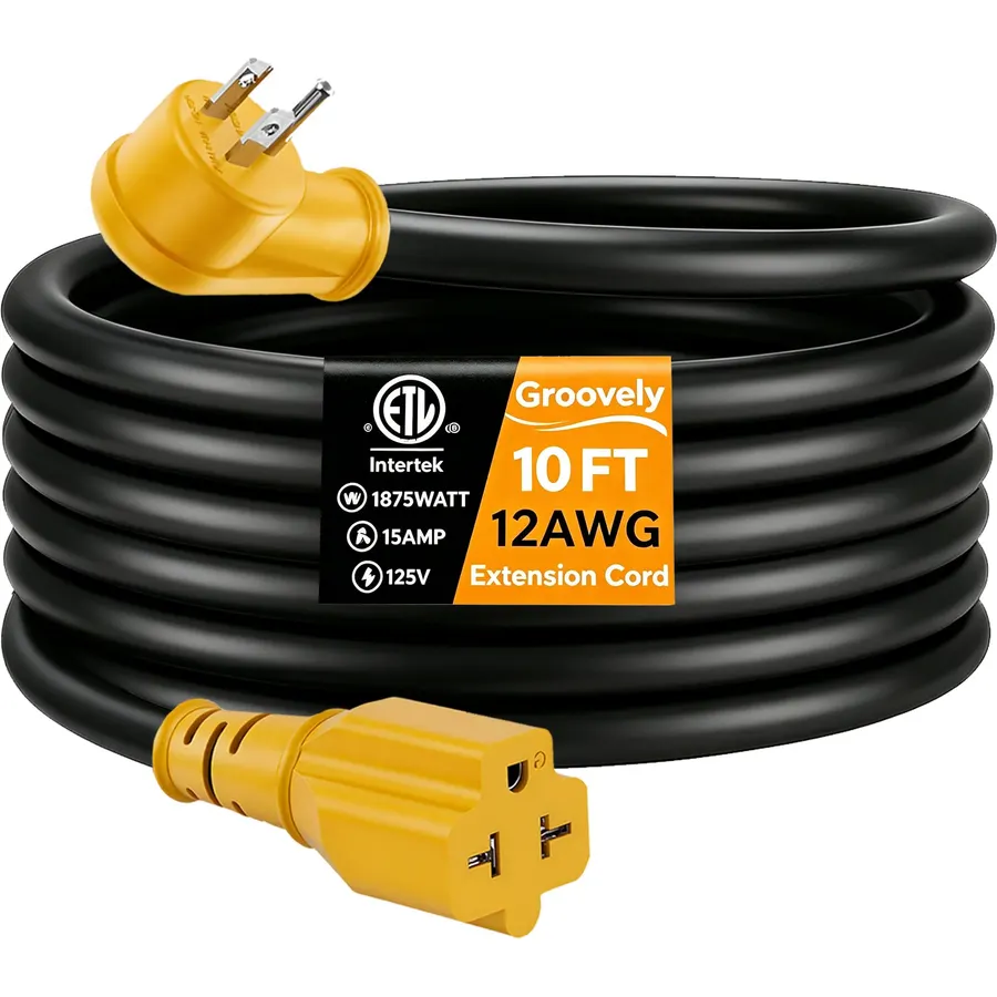 10Ft 12AWG 15 Amp Household AC Plug to 20 Amp T Blade Adapter Cable