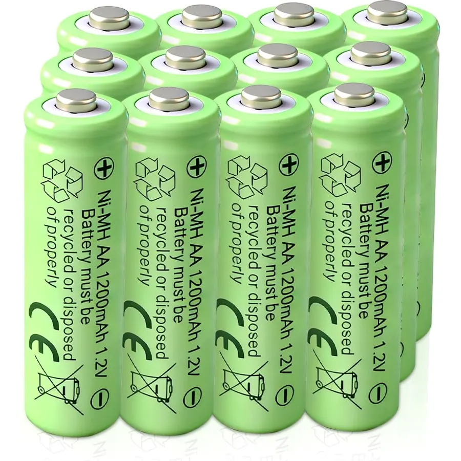 【12pcs】 Rechargeable Aa Batteries 1.2v Ni-mh 1200mah Double a Battery for Outdoor Garden Solar Lights (Milliamp Hours, 1200) Battery Size: 14.5×50.5mm