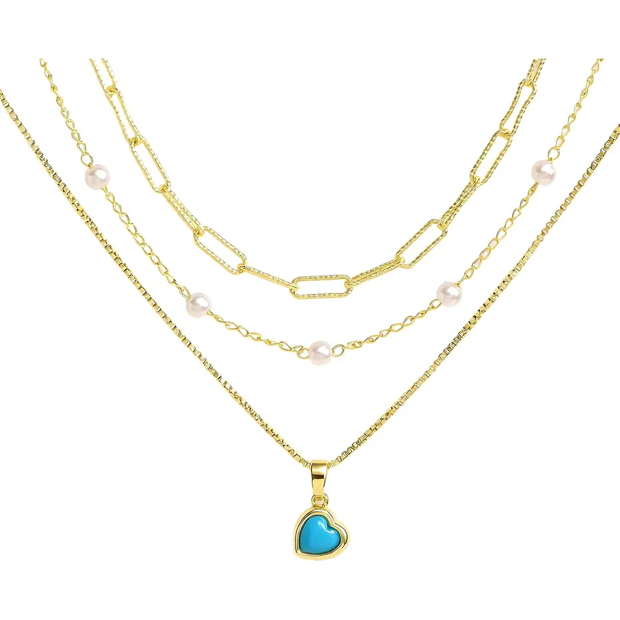 14K Gold Plated Layered Birthstone Necklace for Women