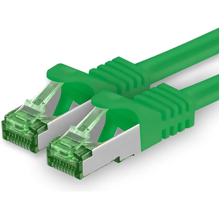 1aTTack.de Cat.7 ethernet Cable 20m - Green - 1 Piece - Cat7 LAN Network 10GBASE-T - 10000 Mbps (Sftp Pimf) Double Shielded patchcable RJ45 Plug Cat.6a