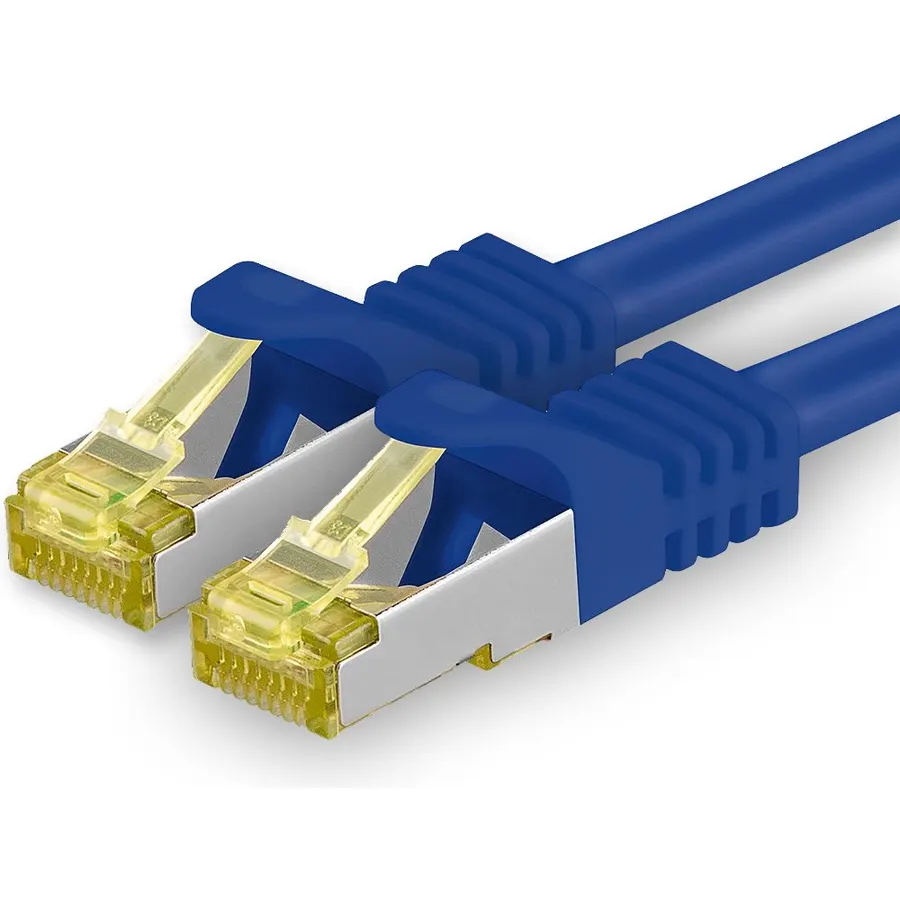1aTTack.de Cat.7 Patch Cable Set S/FTP (PiMF) Ethernet LAN Network Cables 10 Gigabit/s High Speed 600 MHz with Locking Protection Halogen-Free (LSZH) Blue - 1 Piece 10m