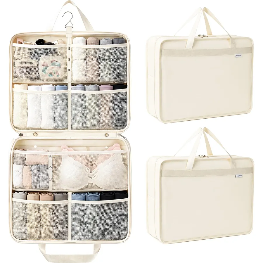2-Pack Travel Bags Clothes Organizer, Hanging Packing Cube with Multi-Compartment for Travel Essentials, Water-Resistant Carry on Luggage Bag with Handle for Suitcase Accessories