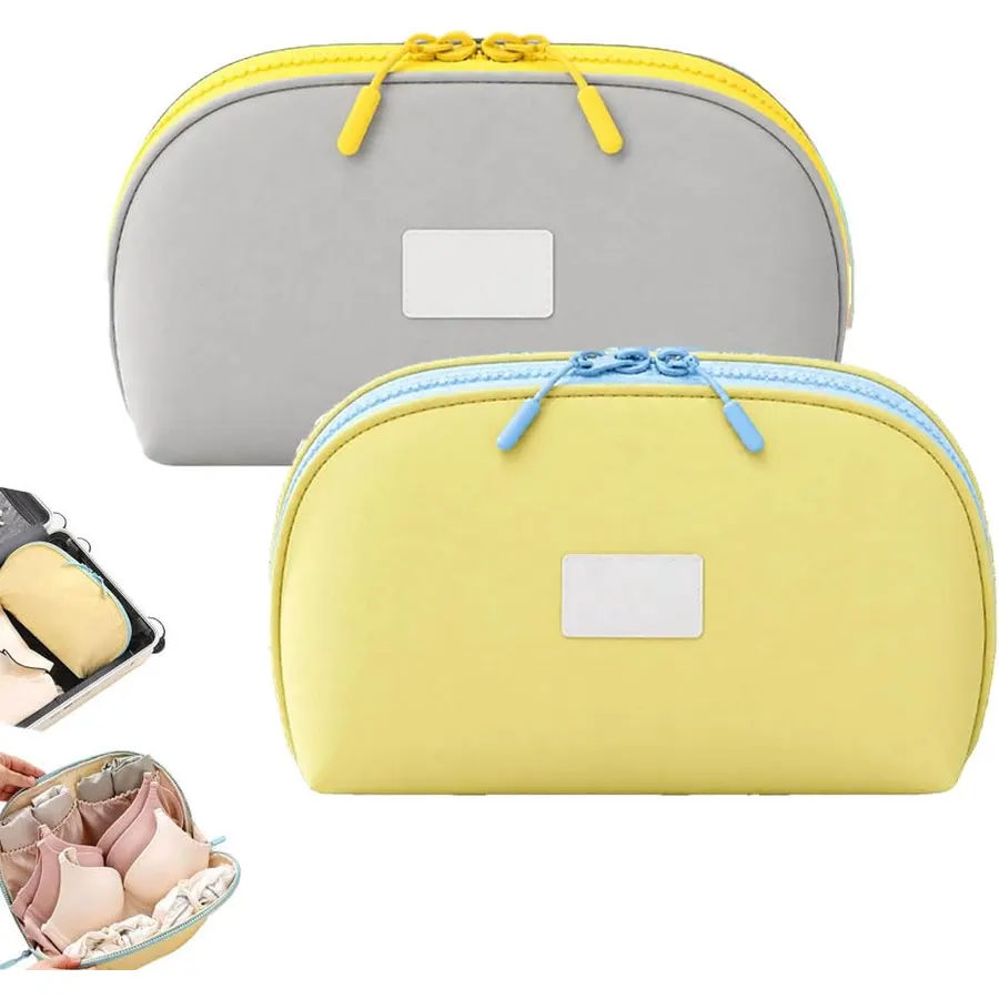 2PCS 3 in 1 Travel Underwear Organizer Lingerie Bag Bra Panties Socks Storage, Travel Underwear Organiser Bag, Portable Lingerie Storage Pouch, Waterproof Underwears Storage Bag for Suitcase