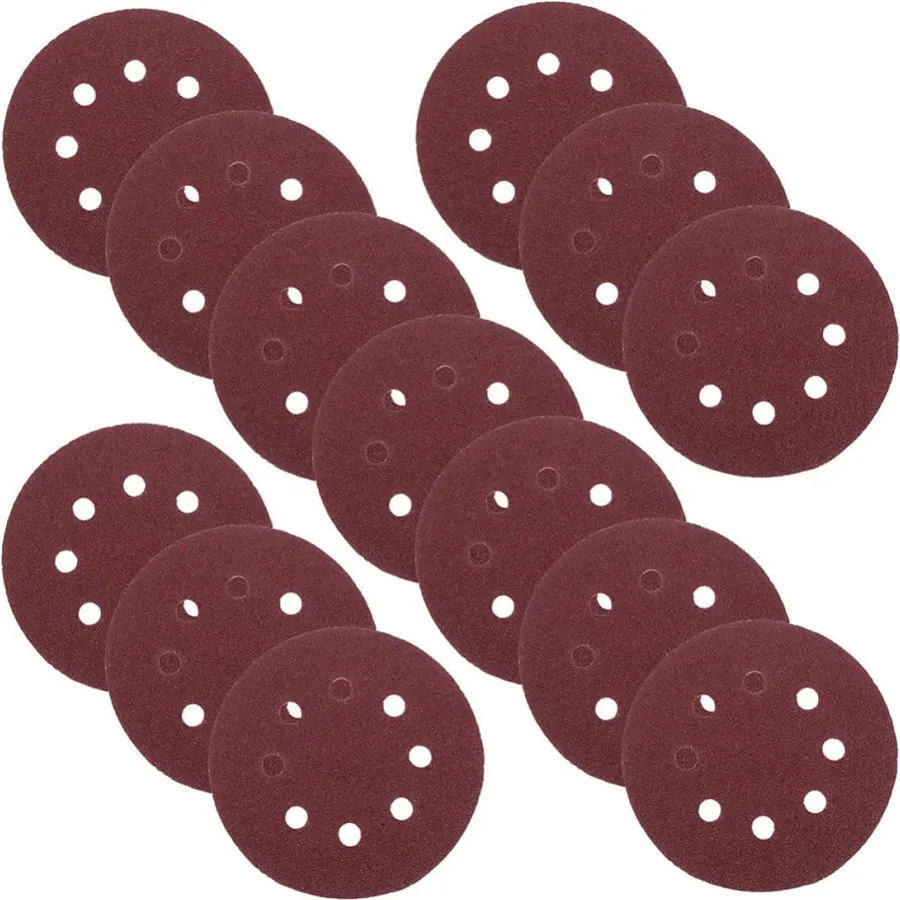 35pcs Inch 8 Hole Hook and Loop Sanding Discs Red Flocking Sandpaper