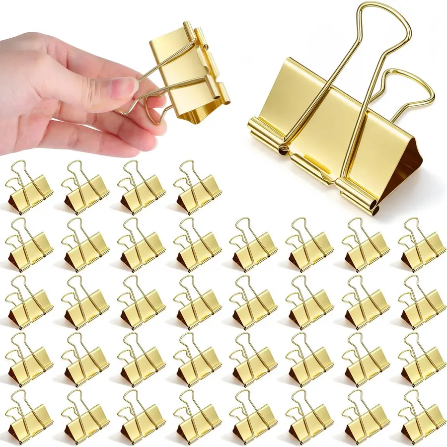 36 Pack Extra Large Binder Clips，2 Inch Heavy Duty Big Gold Paper Clamps