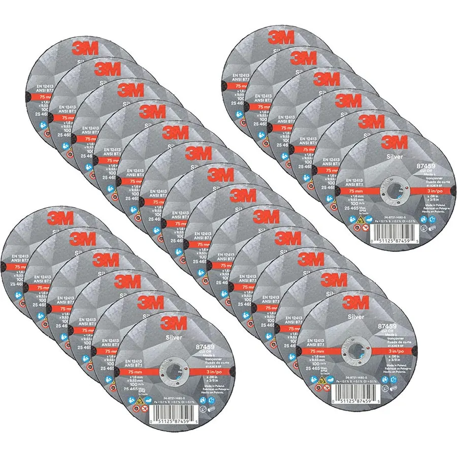 3M Silver Cut-Off Wheel, 87459, 36+, T1, 3 in x 0.06 in x 3/8 in
