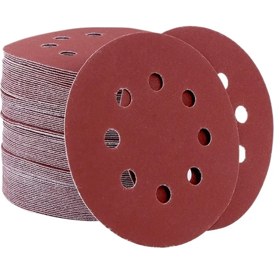 5/10/100pcs 5" 125mm 8 Hole Hook Loop Sanding Discs Sandpaper Pads Set 60Grits ~ 2000Grits Sander Disc Abrasive Polishing Tools(320 Grits,100pcs)
