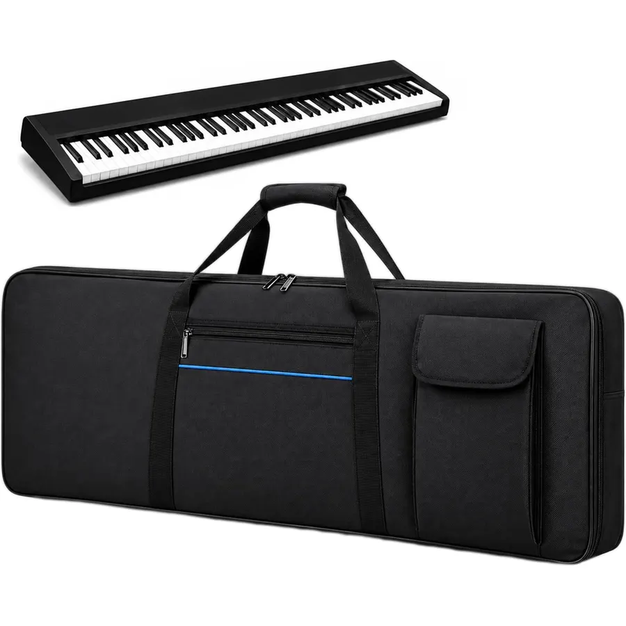61 Key Keyboard Bag for Casio XW-P1, Padded Keyboard Carrying Case with Zipper, Shoulder Straps, Handle, Storage Pocket, Water-Resistant Oxford Fabric,S(94 x 33 x 12cm)