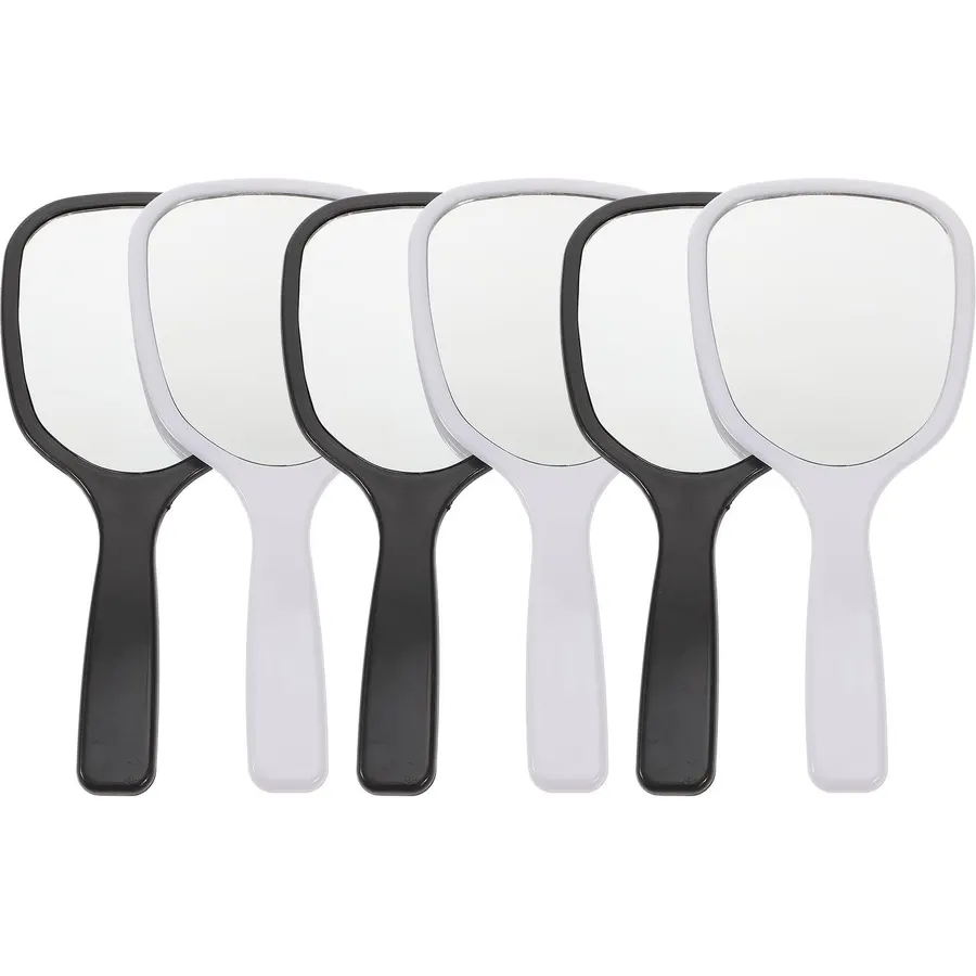 6pcs Portable Compact Makeup Mirror with Ergonomic Handle for Travel