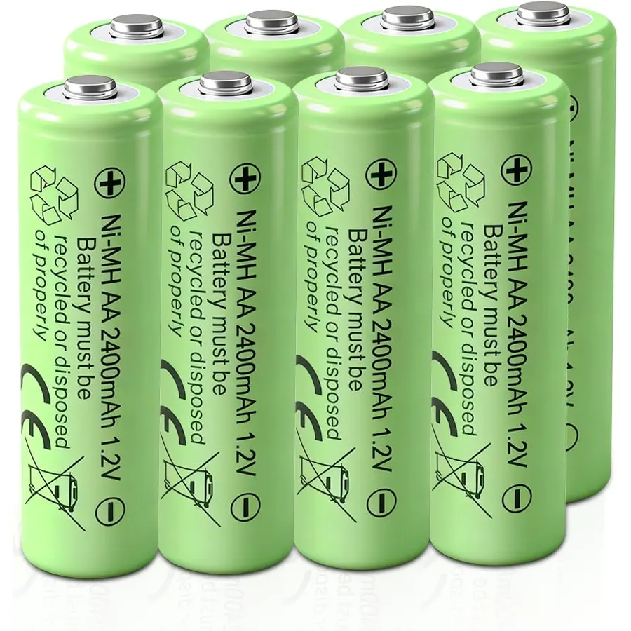 【8 Pack】 Ni-MH AA Rechargeable Batteries AA 1.2V 2400mAh Nimh Rechargeable Batteries for Solar Lights, Recharge up to 1000 Times