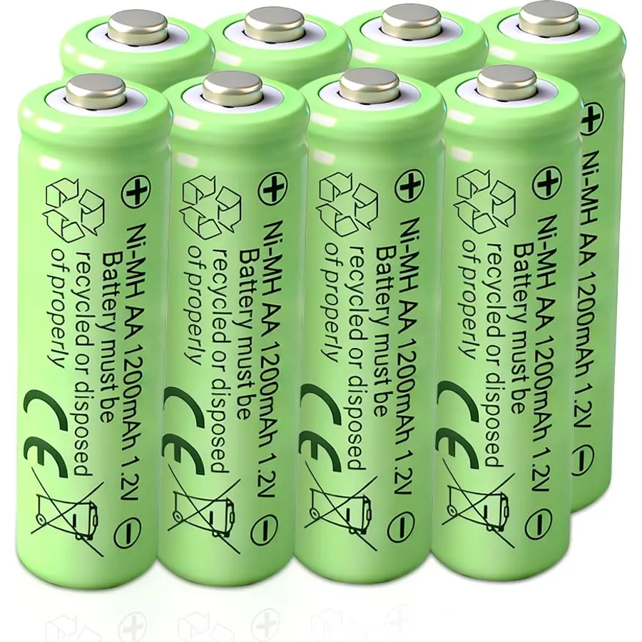 【8 Pack】 Rechargeable AA Batteries 1.2V Ni-MH 1200mAh Double A Battery for Outdoor Garden Solar Lights