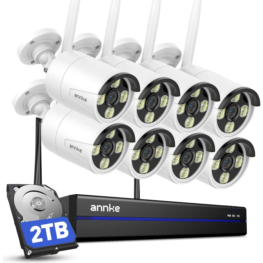 ANNKE Wireless Camera System, 16CH 4K NVR & 8X 3MP Outdoor Cameras, 2TB HDD