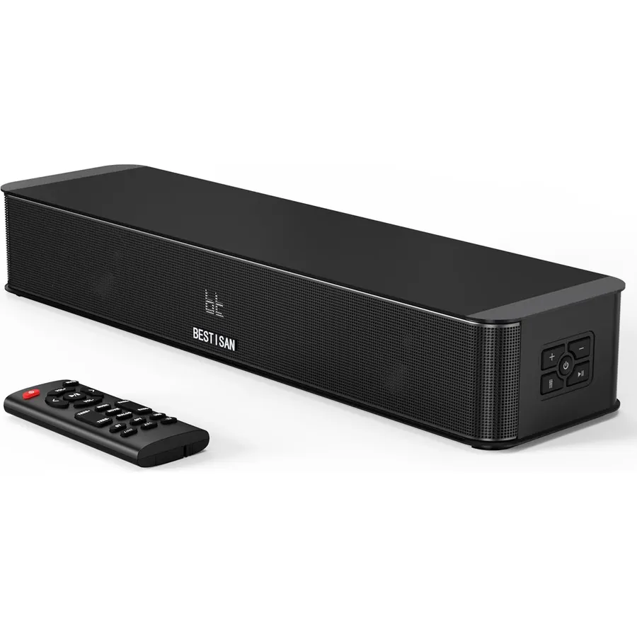 BESTISAN 2.1ch Sound Bar with Built-in Subwoofer, 120W Peak Power, HDMI ARC/Opt/AUX/USB/Bluetooth 5.3, 3 EQ Modes and Volume Boost, 16.5 inch All-in-One for TV/PC/Gaming/Projector