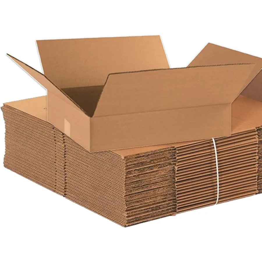 BOX USA 18144 Flat Corrugated Cardboard Box 18" L x 14" W x 4" H, Kraft, For Shipping, Packing and Moving (Pack of 25)