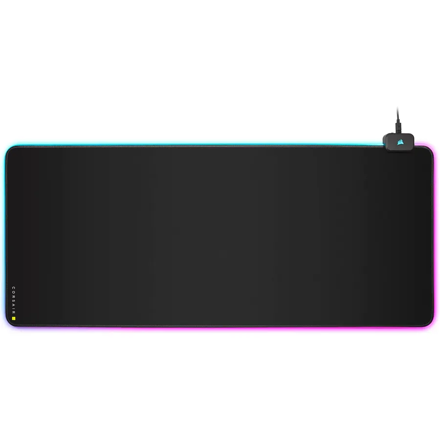 Corsair MM700 RGB Extended Cloth Gaming Mouse Pad - 360 RGB Lighting - Two USB Port Hub - Thick Rubber - Black