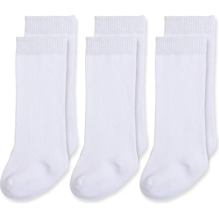 EPEIUS Baby Knee High Socks Seamless Baby Socks Solid Cotton Stockings for Boys/Girls 0-3/3-6/6-12/12-24 Months 3 Pack