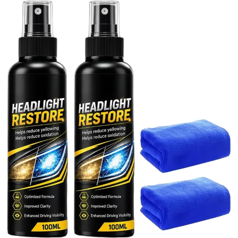 Fast-Acting Car Headlight Restoration Spray, Headlight Restoration Kit，2