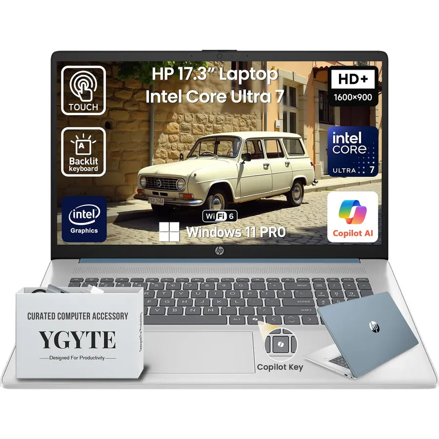 HP 2026 17 Inch Laptop Touchscreen Computer, 17.3 HD+ IPS Touch Screen Business Laptop AI PC, 15th Gen Intel Core Ultra 7(12-Core), 24GB DDR5 RAM 2TB SSD|Windows 11 Pro, 10-Key Backlit Keyboard|WiFi6