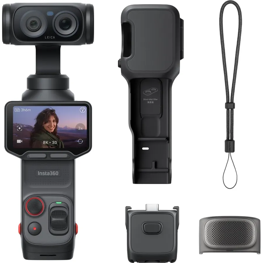 Insta360 Luna Ultra - 8K Vlogging Camera with Dual Leica Lenses, 12x Zoom, Detachable Touchscreen, Triple AI Chip, Pocket Gimbal Camera for Vlog Photography-Cosmic Black