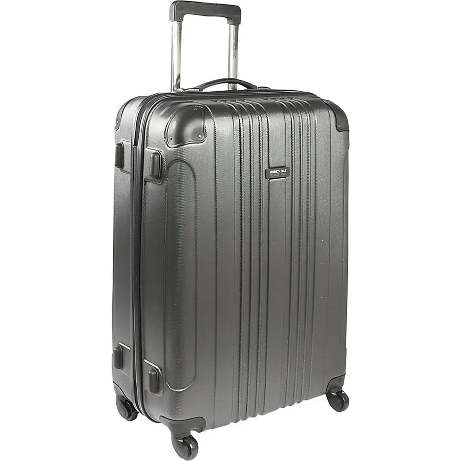 Kenneth Cole REACTION Out of Bounds Lightweight Hardshell 4-Wheel Spinner Luggage, Charcoal, 28-Inch Checked