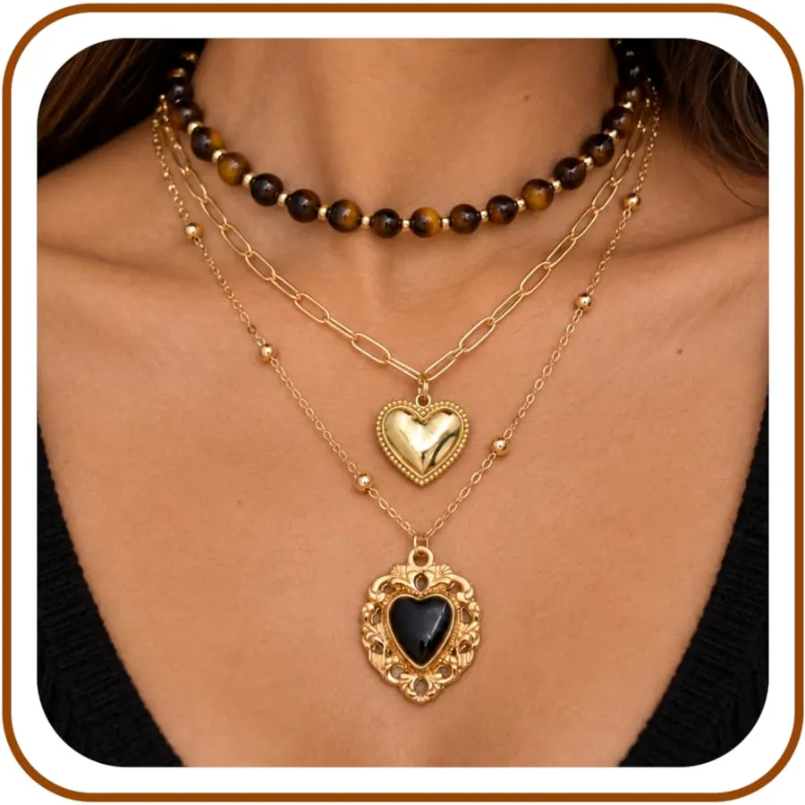 layered necklaces for women 14k gold plated fall necklace set