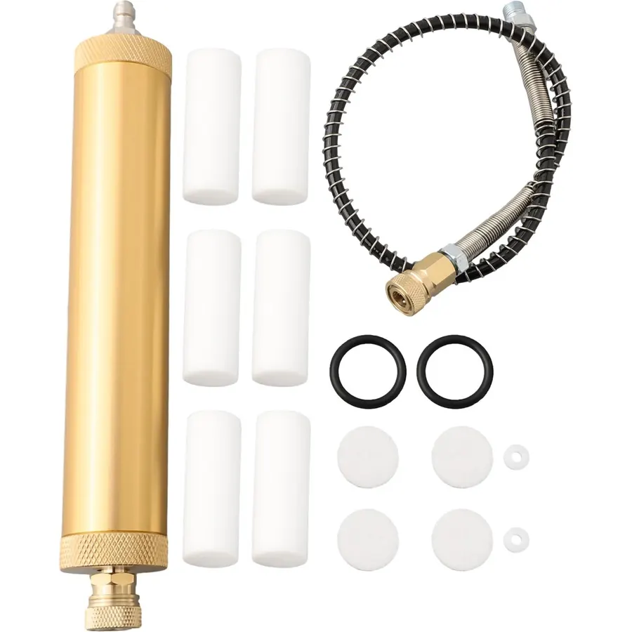 Oil Water Separator for Compressor, 30Mpa 4500PSI High Pressure Air Pump Filter with 8mm Quick Connect, Space Aluminum Shell for Diving Breathing Gas Purification System