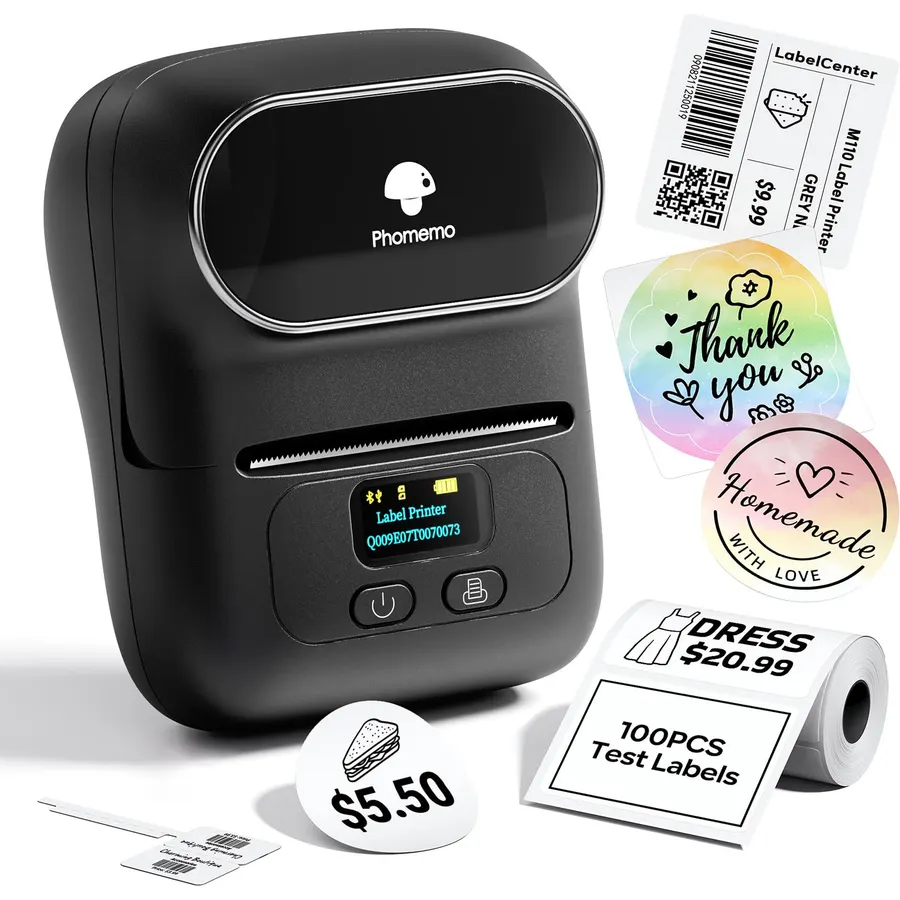 Phomemo M110 Label Makers, Portable Bluetooth Thermal Printer with Display
