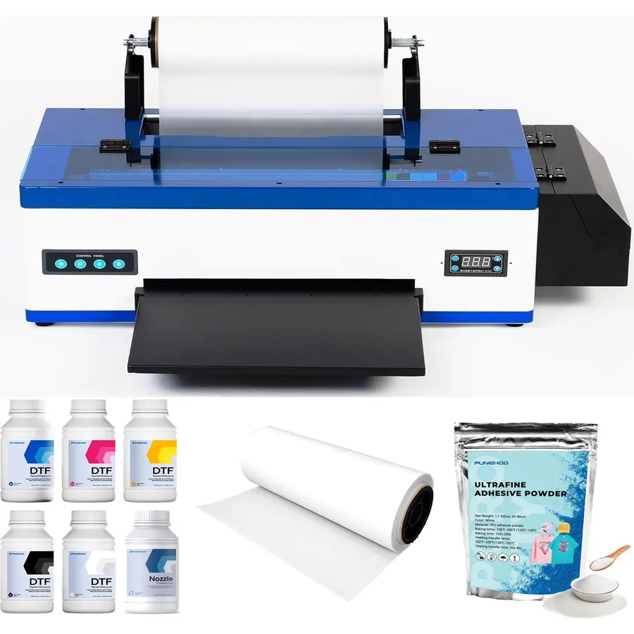 PUNEHOD A3 DTF Printer R1390, Direct to Film Machine with White Ink Circulation System, 13" Width, Color Inkjet Printing, Security Software, USB Connectivity, for Custom Clothing and Multiple Fabrics
