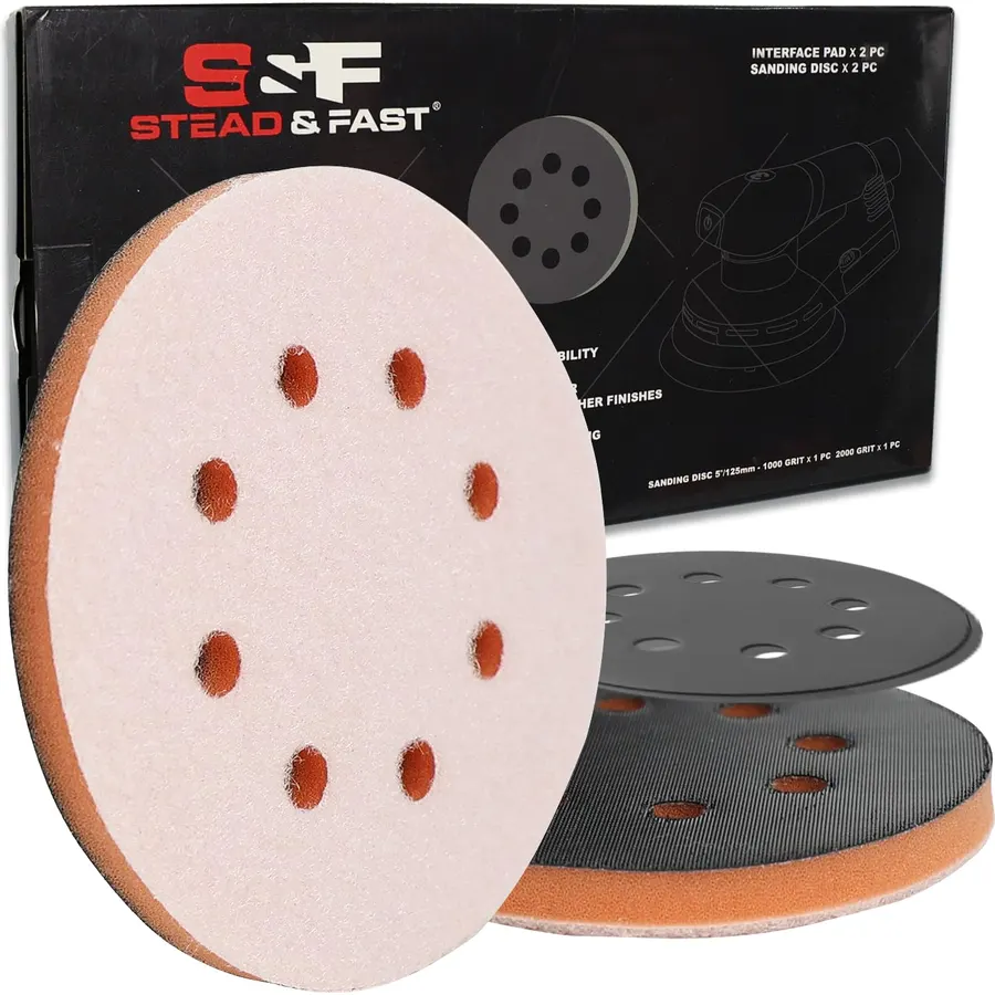 S&F STEAD & FAST Orbital Sander Foam Pad 5 Inch, 2Pcs