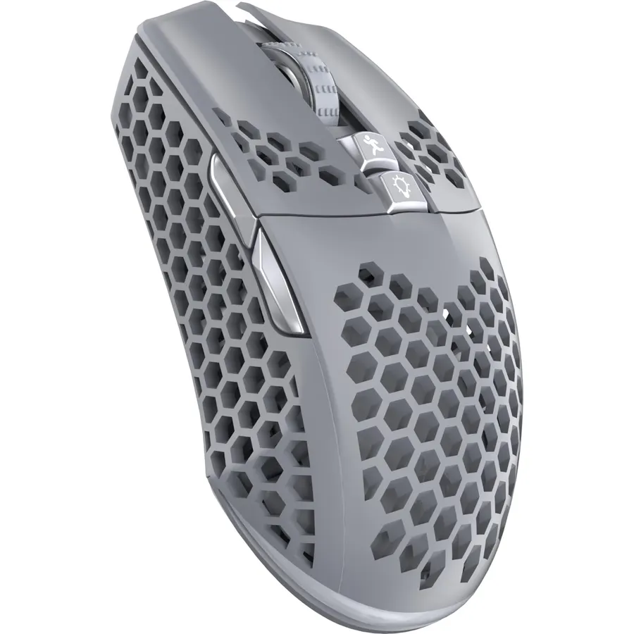 SOLAKAKA SM600 Wireless Gaming Mouse with Honeycomb Shell, Gray
